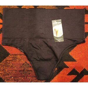 NEW Jockey Life Womens Black Seamfree Microfiber High-Waist Thong Large